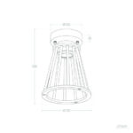 Plafonnier extérieur conique en aluminium à fixation plafond, structure en grille compatible LED