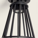 Plafonnier extérieur noir en aluminium cage conique à fixation plafond