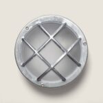 Plafonnier extérieur rond en acier galvanisé avec grille croisée, fixation plafond