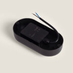 Plafonnier LED ovale noir avec bloc électronique intégré et câbles, boîtier pour montage apparent