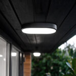 Plafonnier extérieur ovale noir, diffuseur blanc, montage en surface, éclairage LED