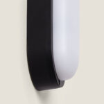 Plafonnier ovale LED extérieur noir avec diffuseur opalin, montage apparent