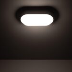Plafonnier LED ovale blanc fixé au plafond avec diffuseur opalin