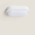 Plafonnier LED ovale blanc à diffuseur opalin, montage plafond, boîtier plastique