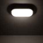 Plafonnier ovale LED noir avec diffuseur blanc, montage plafond