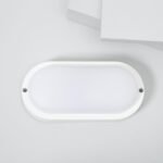 Plafonnier ovale blanc avec diffuseur opalin, fixation plafond ou mur par vis