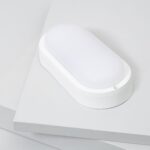 Plafonnier ovale blanc hublot diffusant opalin montage apparent