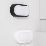 Hublot mural ovale LED, diffuseur opalin, corps blanc ou noir, adapté à l'éclairage extérieur