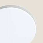 Plafonnier rond gris à fixation plafond, diffuseur blanc opalin