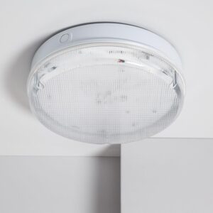 Plafonnier LED Extérieur Rond 24W Hublot Transparent IP65 Ø285 mm avec Éclairage de Sécurité Non Permanent
