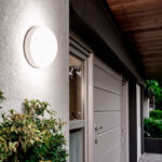 Plafonnier extérieur rond blanc monté au mur, hublot pour éclairage de façade