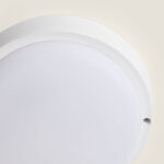 Plafonnier LED rond blanc, fixation en saillie, diffuseur opalin
