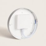 Plafonnier LED rond blanc, dos ouvert avec boîtier de connexion et câbles pour fixation au plafond