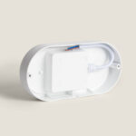 Plafonnier ovale blanc, boîtier plastique avec module driver et câblage apparent pour fixation plafond