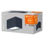 Plafonnier extérieur rectangulaire anthracite à LED, boîtier en surface avec ouverture inférieure