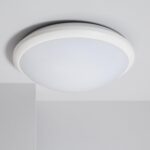 Plafonnier LED rond blanc à fixation en saillie, diffuseur opalin