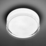 Plafonnier rond en verre transparent avec diffuseur opalin, montage en surface