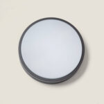 Plafonnier rond extérieur aluminium gris foncé diffuseur opalin