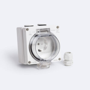 Prise Schuko Étanche Type F IP66 Blanc