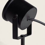 Projecteur LED extérieur cylindrique noir en aluminium avec support orientable et câble d'alimentation arrière