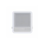 Projecteur LED carré blanc avec verre diffusant et boîtier blanc, orientation murale pour éclairage extérieur