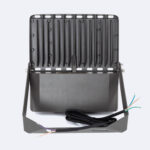 Projecteur LED extérieur rectangulaire métal gris avec support orientable et câble d'alimentation dénudé