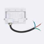 Projecteur LED blanc rectangulaire avec câble d'alimentation et fils dénudés bleu marron vert-jaune