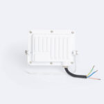 Projecteur LED extérieur blanc boîtier rainuré, support orientable et câble avec fils dénudés