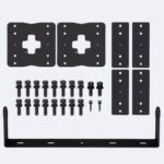 Kit de fixation noir en métal avec platines, support en U et vis pour projecteur extérieur