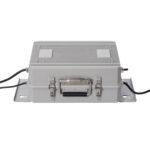 Projecteur LED rectangulaire gris aluminium, boîtier ventilé avec fixations de montage latérales