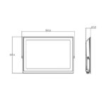 Projecteur LED extérieur rectangulaire, vue technique avant et profil mince avec support de fixation latéral