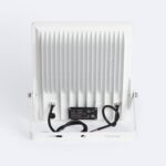 Projecteur LED blanc vue arrière, ailettes de dissipateur, support mural et câbles
