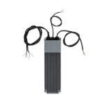 Driver LED rectangulaire en aluminium à ailettes, boîtier gris foncé avec câbles d'alimentation multiples