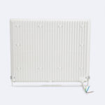 Projecteur LED blanc rectangulaire, dos à ailettes dissipateur, support de fixation et câble à trois conducteurs