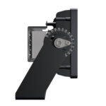 Projecteur LED noir avec support orientable et graduation d'angle, tête rectangulaire