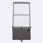 Projecteur LED extérieur rectangulaire gris double panneau, boîtier métal, fixation orientable