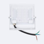 Projecteur LED extérieur blanc rectangulaire avec support de fixation et câble d'alimentation dénudé