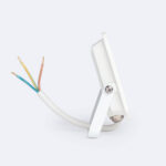 Projecteur LED blanc compact avec support orientable et câble électrique à trois conducteurs jaune-vert, bleu et marron