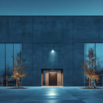 Projecteur LED mural compact orienté vers le bas, finition métallique, éclairage extérieur