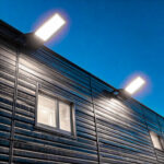 Projecteur LED extérieur mural noir rectangulaire éclairage façade nocturne