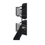 Projecteur LED double tête noir, boîtier métal, support réglable et optiques rectangulaires pour éclairage extérieur