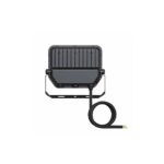 Projecteur LED extérieur noir rectangulaire avec support orientable et câble d'alimentation enroulé