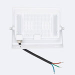 Projecteur LED blanc rectangulaire avec support réglable et câbles d'alimentation apparents