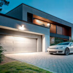 Projecteur LED extérieur blanc rectangulaire slim mural pour éclairage de garage et allée