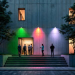 Projecteur LED mural RGB vert rouge bleu, boîtier rectangulaire fixé au mur pour éclairage extérieur