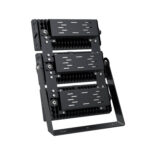 Projecteur LED extérieur noir à trois modules, boîtier en métal et support réglable