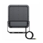 Projecteur LED rectangulaire gris anthracite avec support orientable et câble pour éclairage extérieur