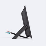 Projecteur LED extérieur noir, boîtier rectangulaire slim, support orientable et câble avec trois fils apparents