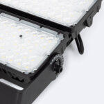 Projecteur LED extérieur noir, modules LED à lentilles, boîtier métallique et support réglable