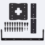 Kit de fixation projecteur LED noir en métal avec platine, équerres et visserie